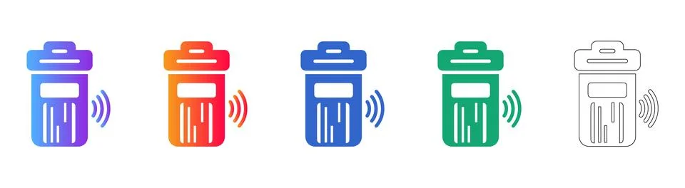 Smart Waste Management IoT Bin Icons イラスト素材