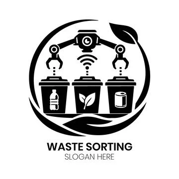 Smart Waste Sorting Logo Design Stock Illustration