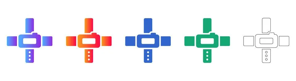 Smart Watch and Camera Connectivity Icon Set Stock Illustration