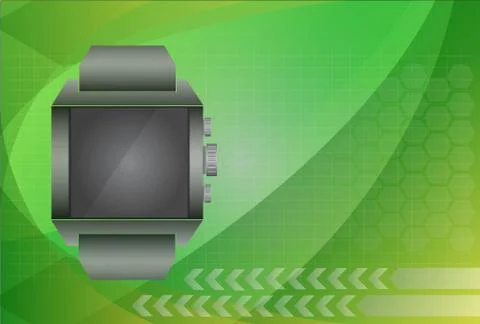 Smart watch and digital technology background, vector illustration Illustrazione stock