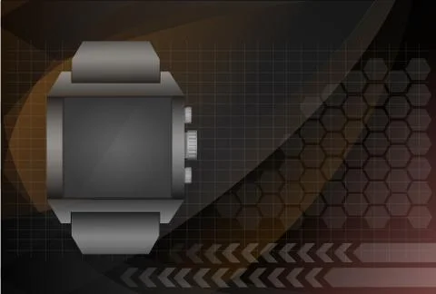 Smart watch and digital technology background, vector illustration Illustrazione stock