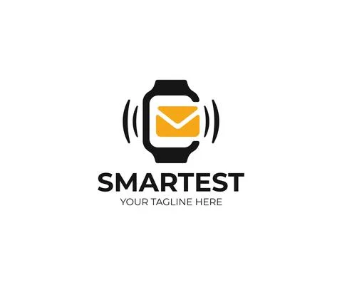 Smart watch and envelope logo design. Smartwatch and message vector design Stock Illustration