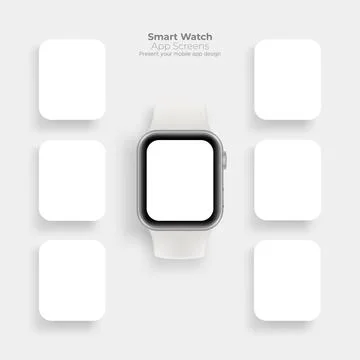 Smart Watch with App Screens Stock Illustration