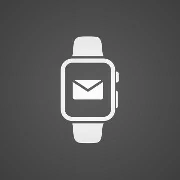 Smart watch with application icon on screen. Stock Illustration