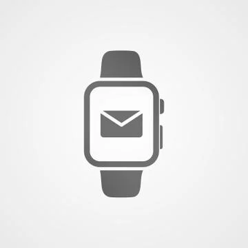 Smart watch with application icon on screen. Stock Illustration