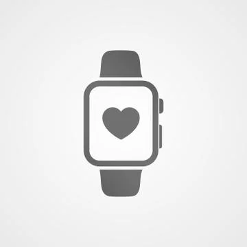 Smart watch with application icon on screen. Stock Illustration