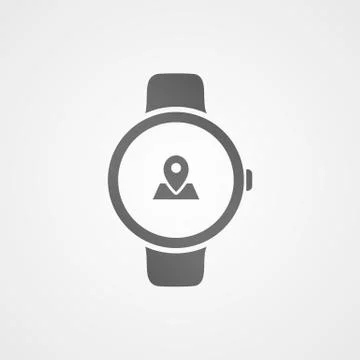 Smart watch with application icon on screen. Stock Illustration