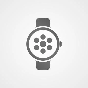 Smart watch with application icon on screen. Stock Illustration