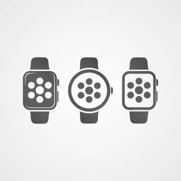 Smart watch with application icon on screen. Stock Illustration