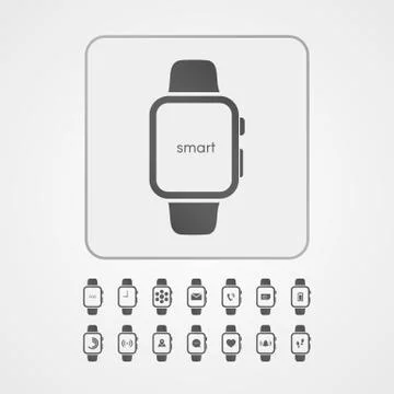 Smart watch with application icon on screen. Stock Illustration