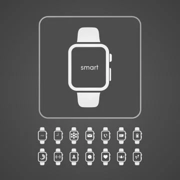Smart watch with application icon on screen. Stock Illustration