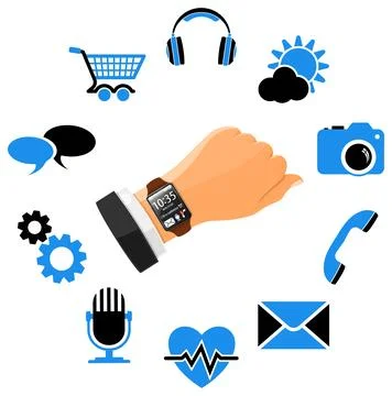 Smart Watch with Applications Stock Illustration