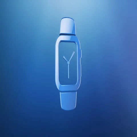 Smart Watch Blue 3d Icon Stock Footage
