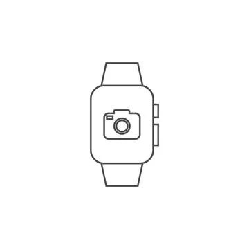 Smart watch with camera icon. Element for mobile concept and web apps. Thin line Stockillustratie