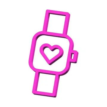 Smart watch clock 3D symbol valentine isolated on white background Photo il.. 스톡 일러스트