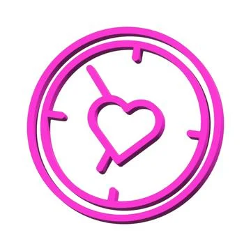 Smart watch clock 3D symbol valentine isolated on white background Photo il.. 스톡 일러스트