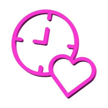 Smart watch clock 3D symbol valentine isolated on white background Photo il.. Stock Illustration