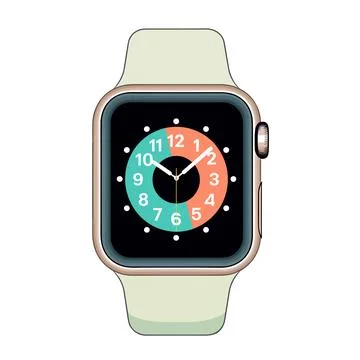 Smart watch with a clock on a white background. Vector illustration. Stock Illustration