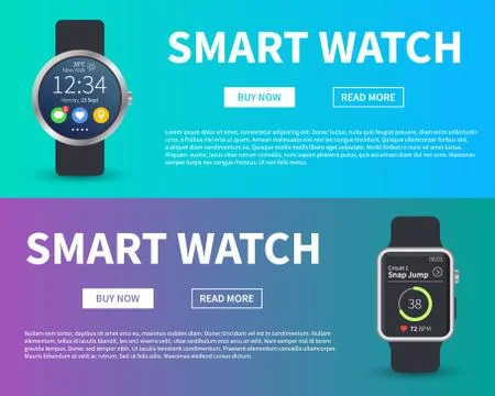 Smart watch concept. Electronic devices online shop banner Stock Illustration