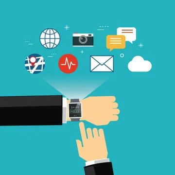 Smart watch concept flat design Stock Illustration