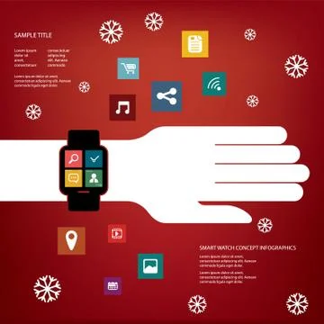 Smart watch concept vector illustration with various applications icons Stock Illustration