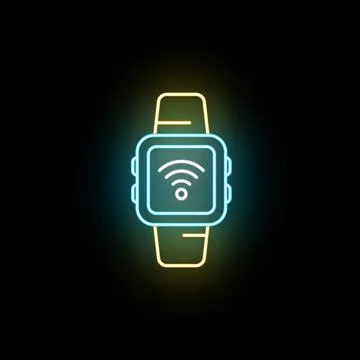 Smart watch connecting to wireless internet network icon Stock Illustration