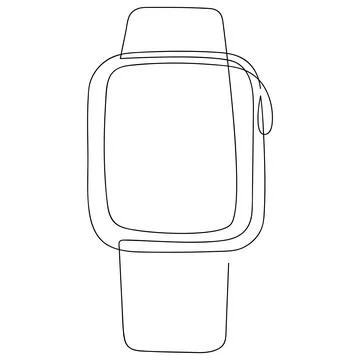 Smart watch continuous single line drawing. Smart fitness tracker one line .. Stock Illustration