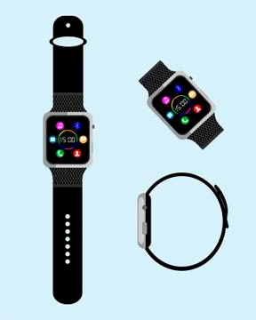 Smart watch in different angles Stock Illustration