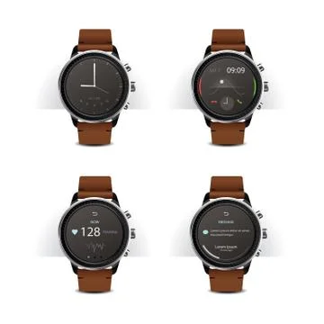 Smart Watch with Digital Display Set Vector Illustration Stock Illustration