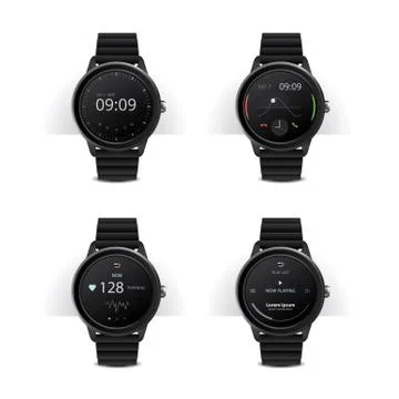 Smart Watch with Digital Display Set Vector Illustration Illustrazione stock