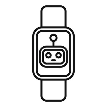 Smart watch displaying chatbot interface icon Stock Illustration
