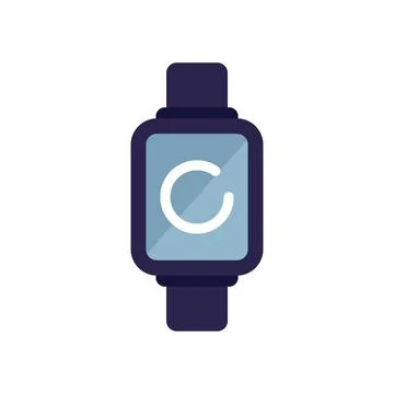Smart watch displaying loading icon on white background Ilustración de archivo