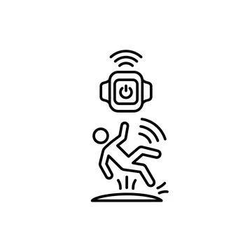 Smart watch fall detection technology icon representing personal safety and.. Stock Illustration