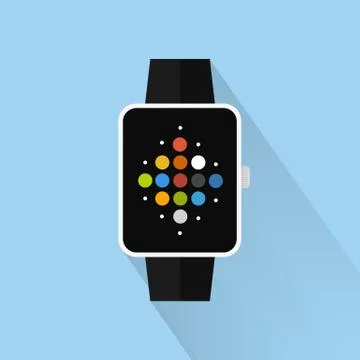 Smart watch, flat concept with long shadow Stock Illustration