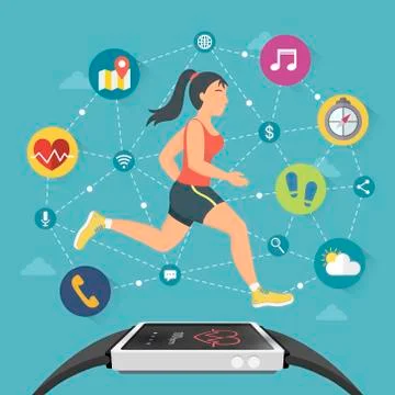 Smart watch flat design Stock Illustration