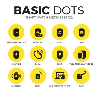 Smart watch flat icons vector set Stock Illustration