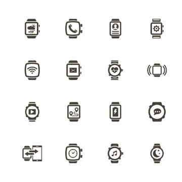 Smart Watch - Flat Vector Icons Stock Illustration