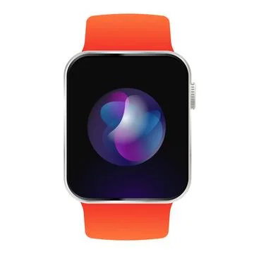 Smart watch glowing sphere representing virtual voice assistant AI Stock Illustration