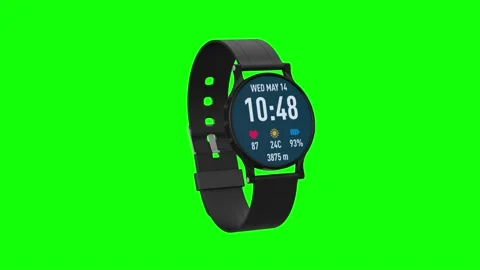 Smart watch on green background. Isolated 3D render Stock Footage 164649378