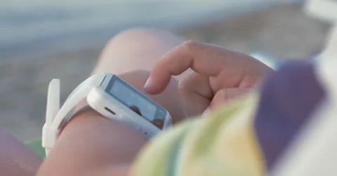 Smart Watch on Hand of Child Stock Footage 61775404
