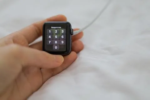 Smart watch in hand. Clock as the latest technology Stock Photos