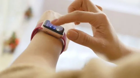 Smart watch on hand Stock Footage 101418534