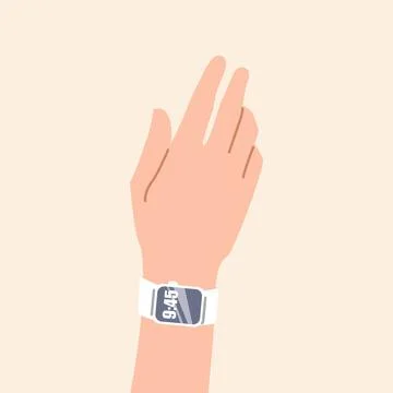 Smart watch on hand wrist digital clock vector 스톡 일러스트