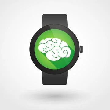 Smart watch icon with a brain Stock Illustration