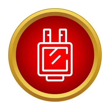 Smart watch icon on a red and gold circle background Stock Illustration