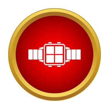 Smart watch icon on red circular button Stock Illustration