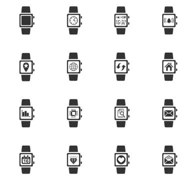 Smart watch icon set Stock Illustration