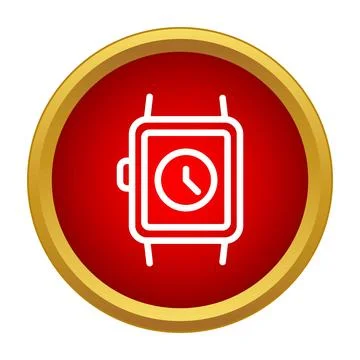 Smart watch icon showing time concept on red 스톡 일러스트