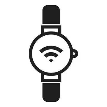 Smart watch icon vector design template in black color isolated sign on white Stock Illustration