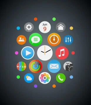 Smart watch icons Stock Illustration